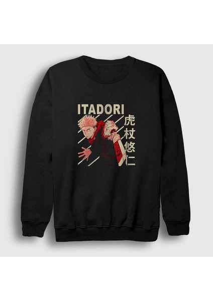 Unisex Siyah Yuji Anime Jujutsu Kaisen Sweatshirt