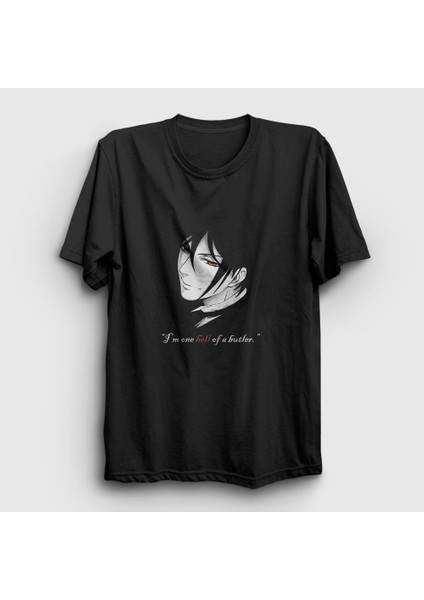 Unisex Siyah Sebastian Anime Kuroshitsuji T-Shirt