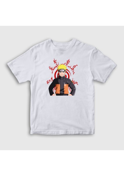 Unisex Çocuk Beyaz Fuinjutsu Anime Naruto T-Shirt