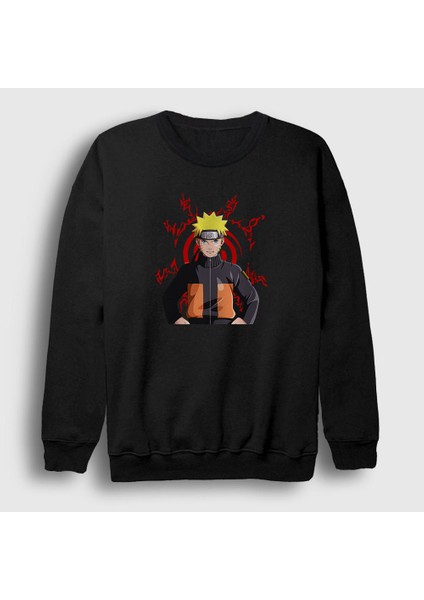 Unisex Siyah Fuinjutsu Anime Naruto Sweatshirt