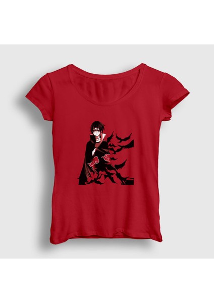 Kadın Kırmızı Itachi Genjutsu Anime Naruto T-Shirt