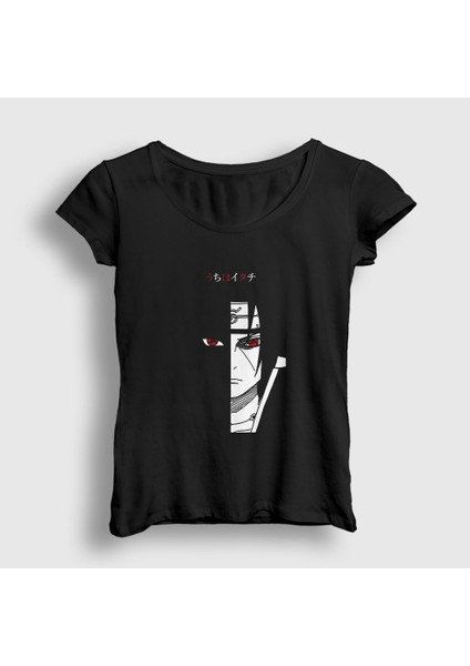 Kadın Siyah Itachi V2 Anime Naruto T-Shirt