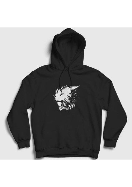 Unisex Siyah Kakashi Anime Naruto Kapüşonlu Sweatshirt