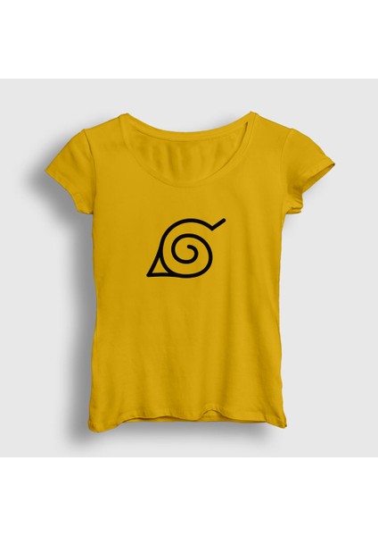 Kadın Sarı Konoha Anime Naruto T-Shirt