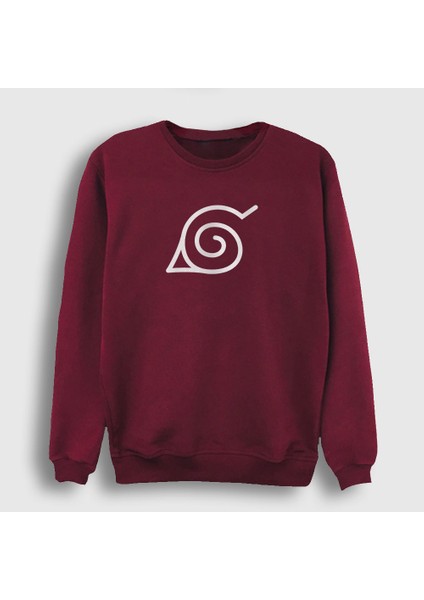 Unisex Bordo Konoha Anime Naruto Sweatshirt