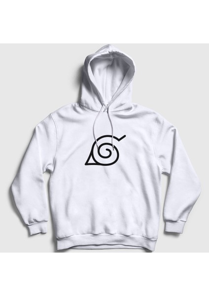 Unisex Beyaz Konoha Anime Naruto Kapüşonlu Sweatshirt