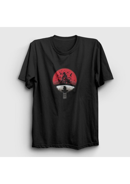 Unisex Siyah Uchiha Clan V2 Anime Naruto T-Shirt