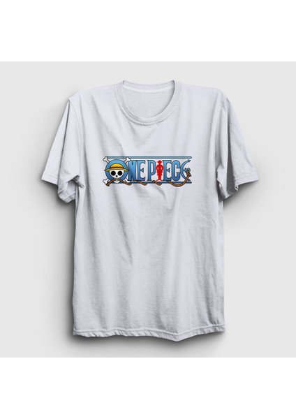 Unisex Beyaz Anime One Piece T-Shirt