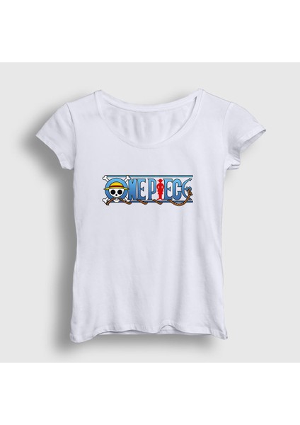 Kadın Beyaz Anime One Piece T-Shirt