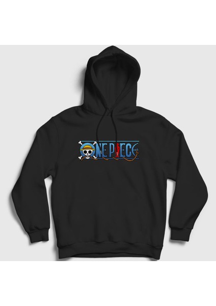 Unisex Siyah Anime One Piece Kapüşonlu Sweatshirt