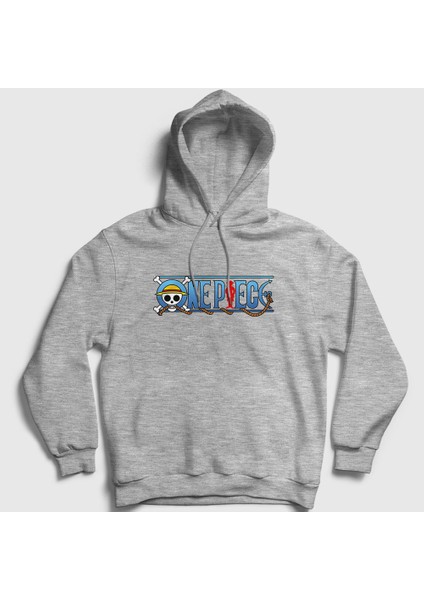Unisex Gri Anime One Piece Kapüşonlu Sweatshirt