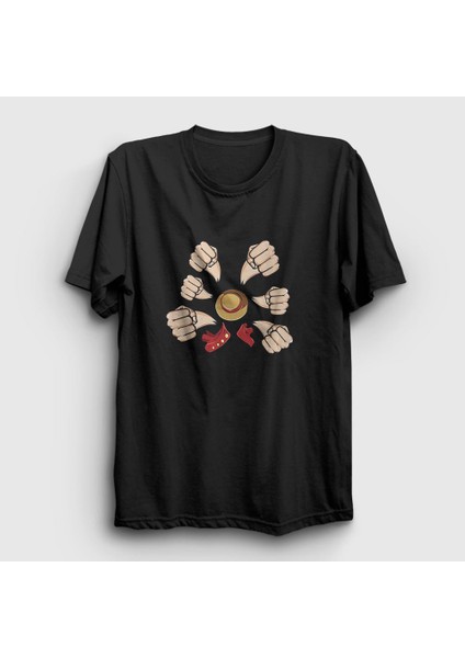Unisex Siyah Gatling Anime One Piece T-Shirt