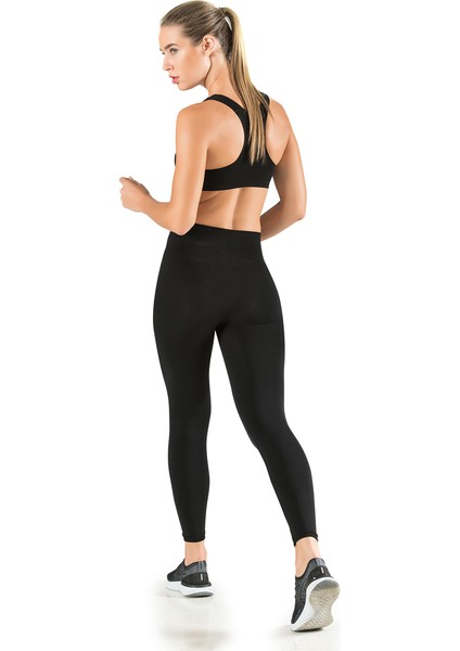 Kadın Siyah Dikişsiz Örme Korsajlı Uzun Sporcu Tayt XL - XXL fırsatları