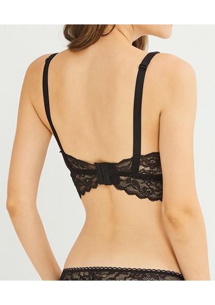 Kadın Siyah Dantelli Içi Boş Kaplı Bralet 9050S