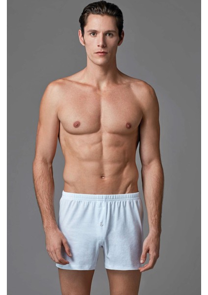 Erkek 4'lü Paket Beyaz Paçalı Penye Boxer