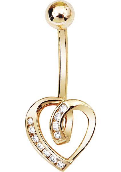 Altın Kalpli Göbek Piercing