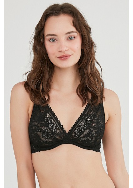 Siyah Pureness Wire Lace Sütyen