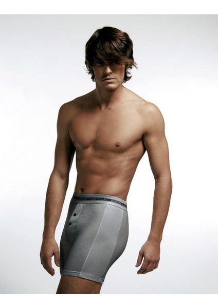 3 Adet Gri Elastan Spor Boxer Şort Külot 880