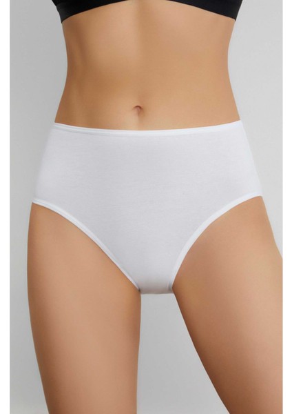 Kadın 6'lı Bato Yüksek Bel Beyaz Siyah Ten Slip KÜLOT-700