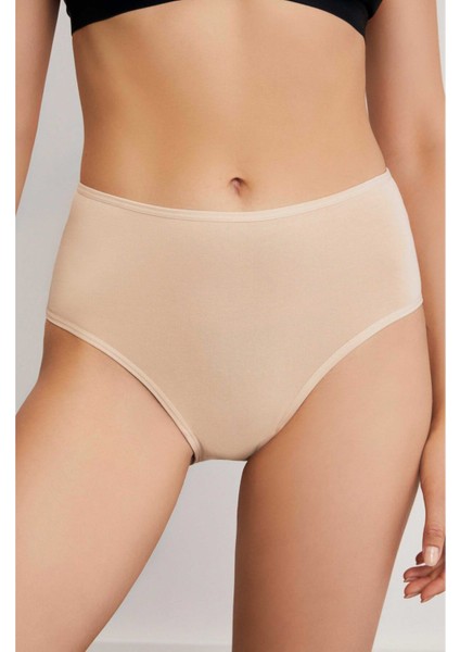 Kadın 6'lı Bato Yüksek Bel Beyaz Siyah Ten Slip KÜLOT-700