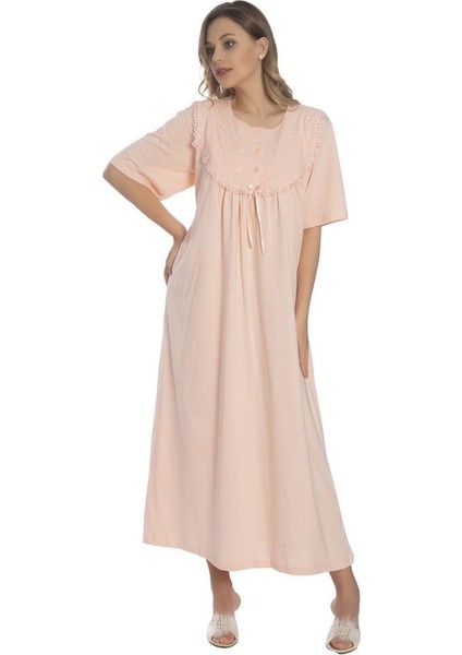 Akala-Dy Pamuklu Kısa Kol Penye Kadın Gecelik 9009