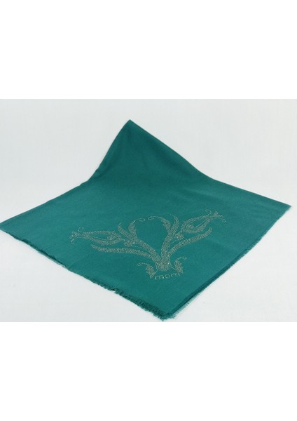 Taşlı Lüx Eşarp - Yeşil - Lale Desen