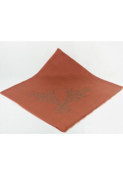 Taşlı Lüx Eşarp - Kiremit - Lale Desen