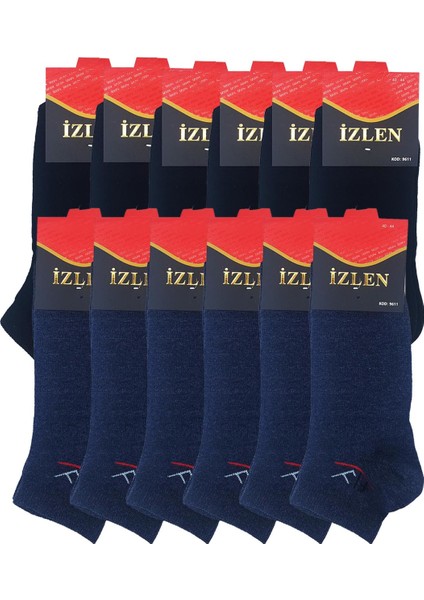 Izlen Siyah ve Lacivert Erkek Kısa Spor Çorap 12 Adet