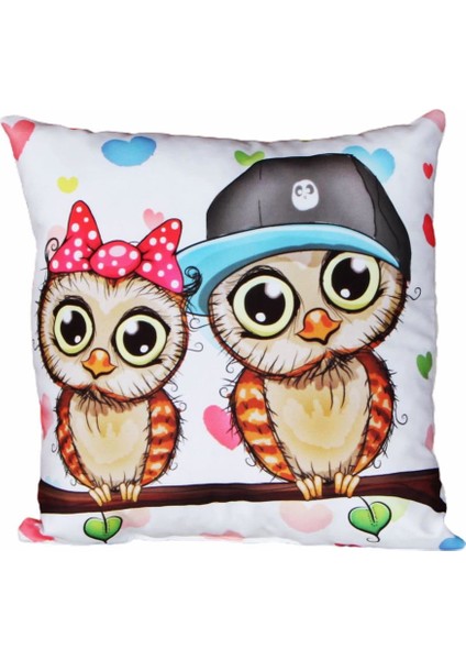 Best Friends Baykuş Tasarımlı Puf Yastık Best Friends Baykuş Kalemlik Set modelleri