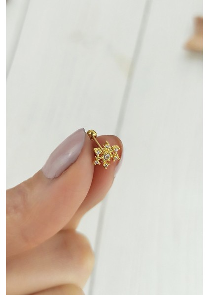 316 L Cerrahi Çelik Taşlı Kar Tanesi Piercing TRPIERCING028 P32003