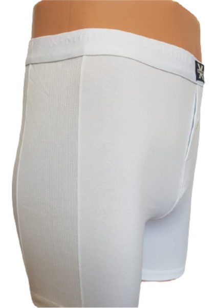 Erkek 3 Adet Düz Renk Düğmeli Stretch Boxer