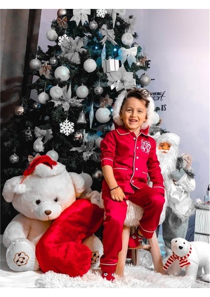 Erkek Çocuk Pamuk Satenli Kırmızı Pijama Takımı