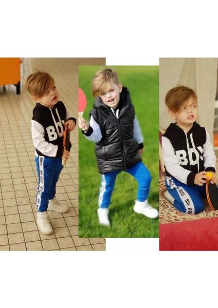 Erkek Çocuk Yelek Kombinli Ponpon Set