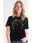 Sürat Göstergesi Siyah Kısa Kollu Kadın T-Shirt 1