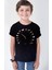 Sürat Göstergesi Siyah Kısa Kollu Kız Erkek Çocuk T-Shirt 1