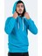Unisex Turkuaz Mavi Kapüşonlu Sweatshirt 3