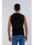 Unisex Basic Kapşonlu Kolsuz Siyah T-shirt 4