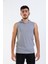 Unisex Basic Kapşonlu Kolsuz Gri Melanj T-shirt 1