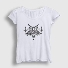 Presmono Kadın Beyaz Logo V2 Dark Funeral T-Shirt
