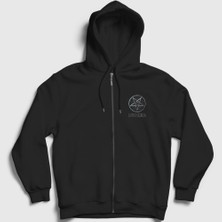 Presmono Unisex Siyah Pentagram Dimmu Borgir Fermuarlı Kapüşonlu Sweatshirt