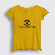 Presmono Kadın Sarı Logo Dream Theater T-Shirt