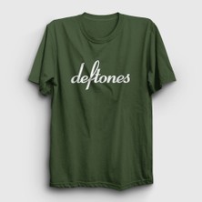 Presmono Unisex Haki Logo Deftones T-Shirt