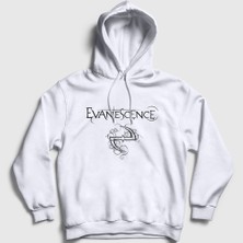 Presmono Unisex Beyaz Logo V2 Evanescence Kapüşonlu Sweatshirt