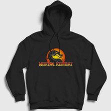 Presmono Unisex Siyah Logo Mortal Kombat Kapüşonlu Sweatshirt