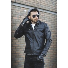 Oksit Tuci Cesar Slim Fit Kapüşonlu Deri Ceket