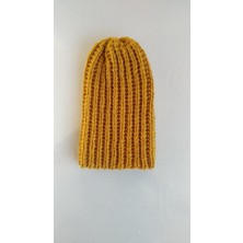 Handmade El Örgüsü Bere,  Turuncu-Hardal-Vişne Çürüğü Örgü Bere