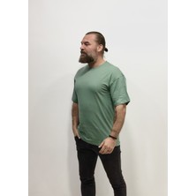 Amor Man Soft Yeşil Oversize Dirsek Kol Bol Kesim Sık Dokuma Yeni Sezon Erkek Tşört