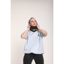 The Wolves Snood Yaka Toz Mavisi Kapüşonlu Kadın Sweatshirt