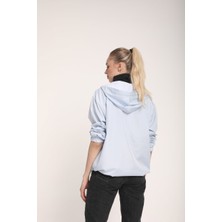 The Wolves Snood Yaka Toz Mavisi Kapüşonlu Kadın Sweatshirt