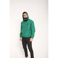The Wolves Snood Yaka Çimen Yeşili Kapüşonlu Erkek Sweatshirt